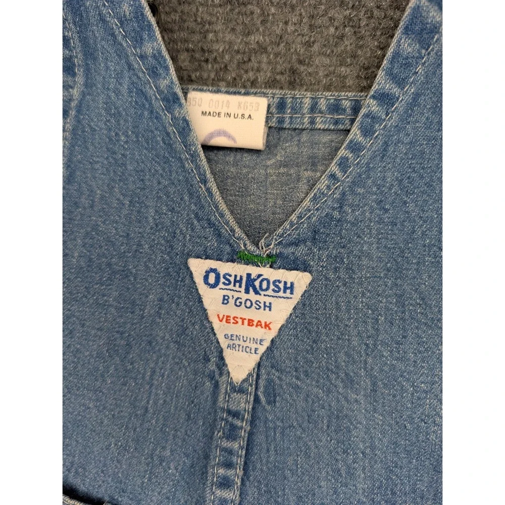 Vintage OshKosh B'Gosh Vestbak Denim Overalls Baby Size 6‎ Months USA Made Blue